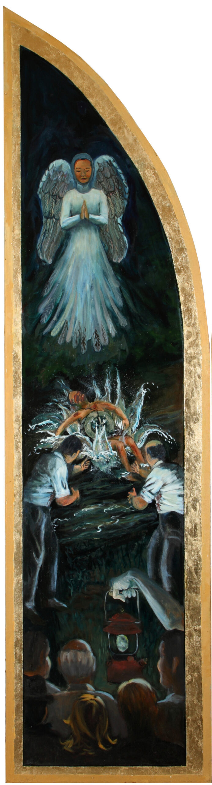 Spiritual scene with angel and children
