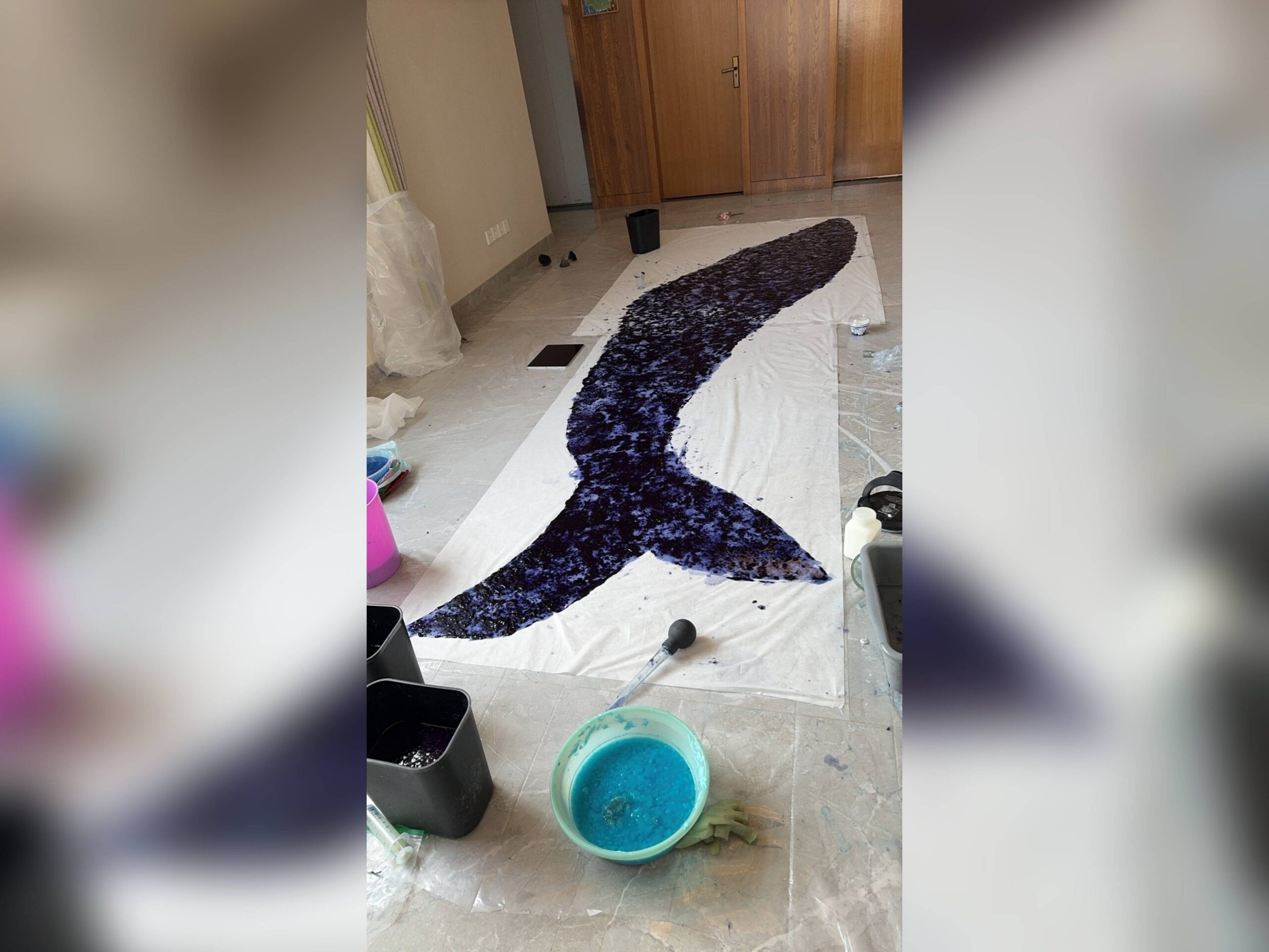 Creative whale tail artwork setup
