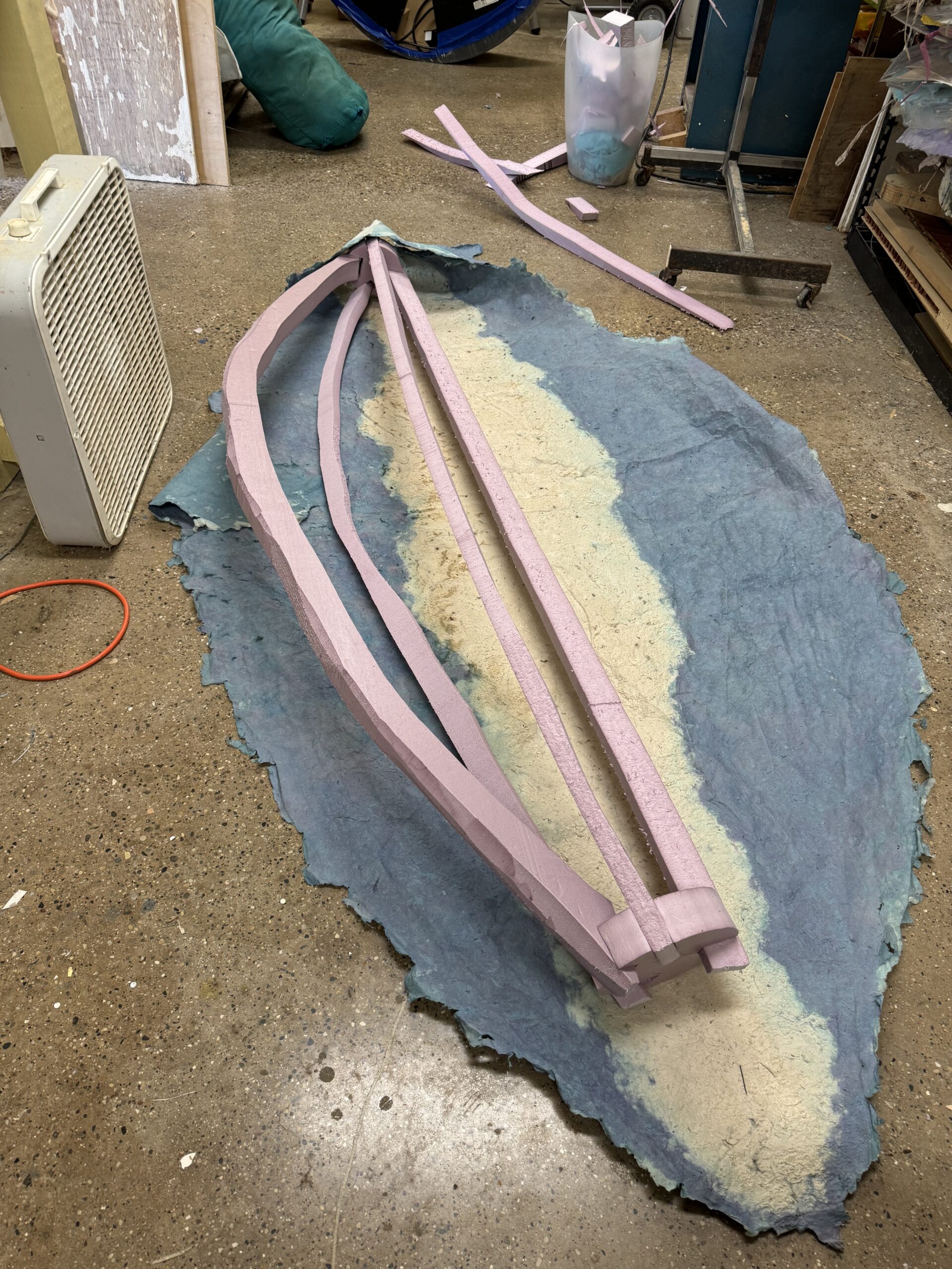 Pink foam on textured surface